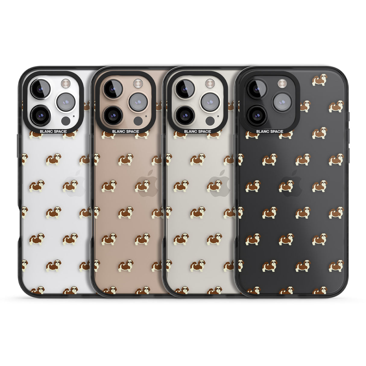 iPhone 16 Pro Max Shih Tzu Dog Pattern Clear Black Impact Phone Case