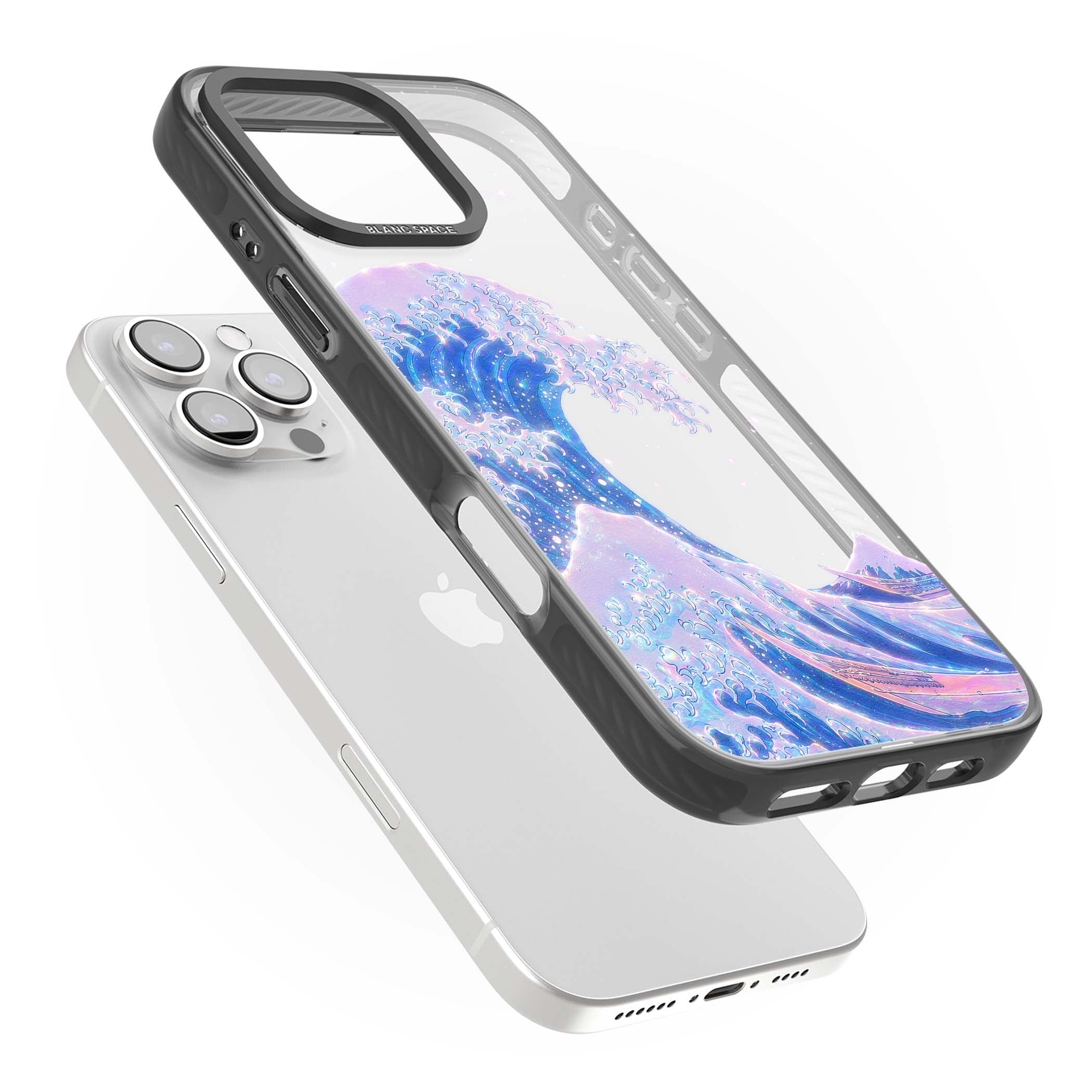 The Great Wave In Opal japanese iPhone case | Black Impact case for iPhone 16 Pro, iPhone 16 Pro Max