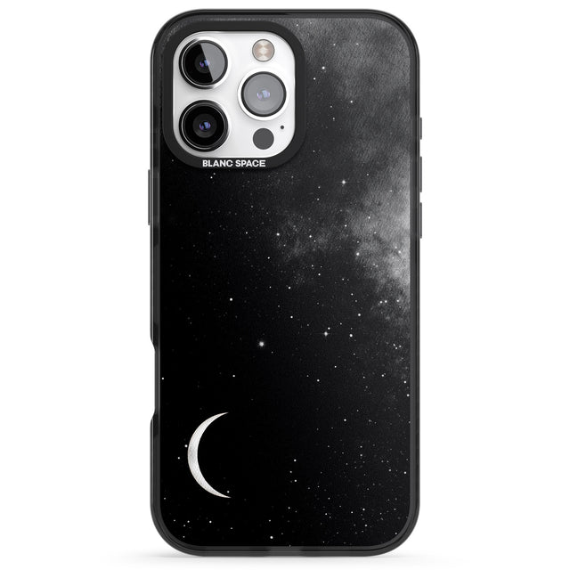 iPhone 16 Pro Max Night Sky Galaxies: Crescent Moon Black Impact Phone Case