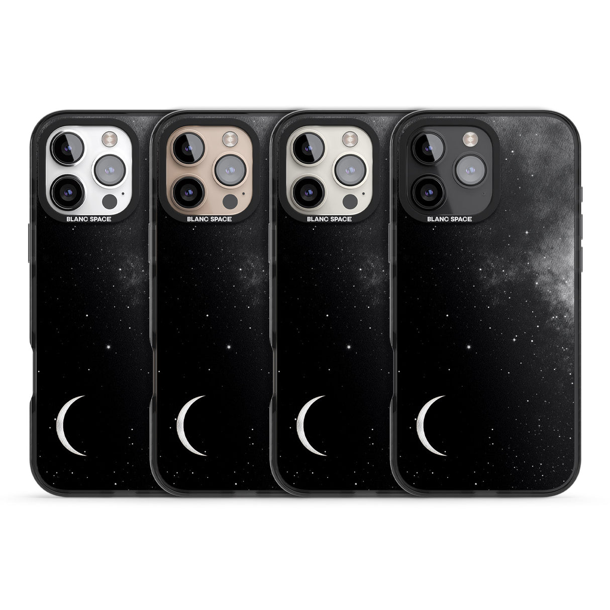 iPhone 16 Pro Max Night Sky Galaxies: Crescent Moon Black Impact Phone Case