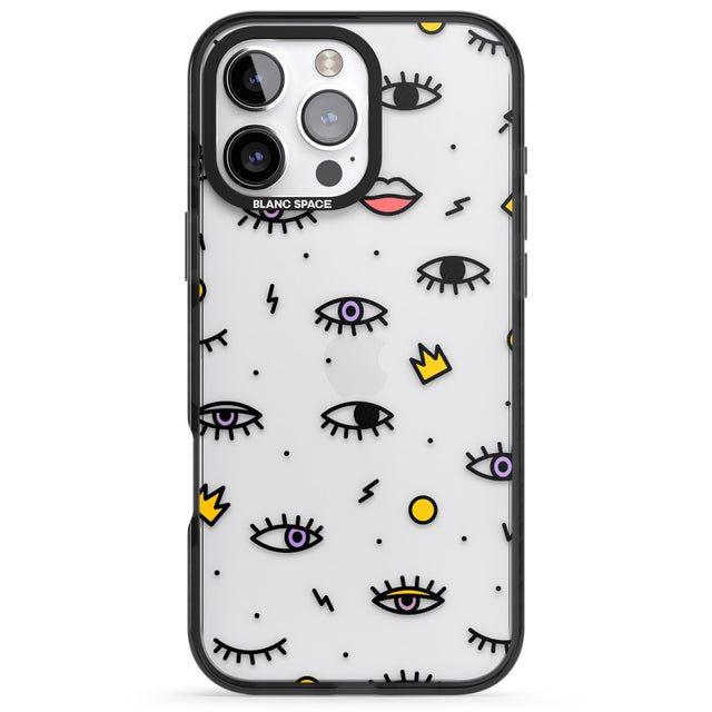 iPhone 16 Pro Max Eyes & Lips Icons Black Impact Phone Case