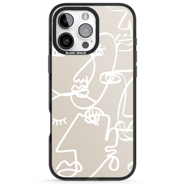 Abstract Line Art White Beige