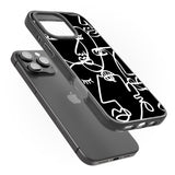 iPhone 16 Pro Max Abstract Continuous Line Faces White on Black Black Impact Phone Case