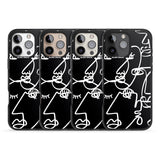 iPhone 16 Pro Max Abstract Continuous Line Faces White on Black Black Impact Phone Case