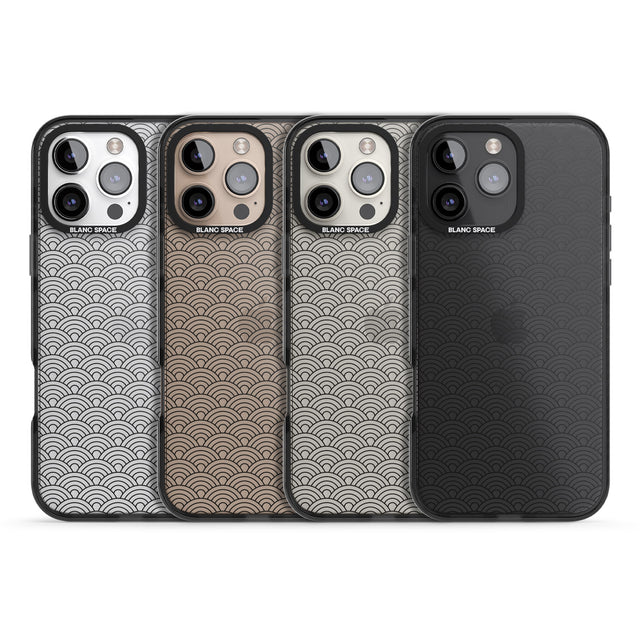 iPhone 16 Pro Max Abstract Lines: Scalloped Pattern Black Impact Phone Case