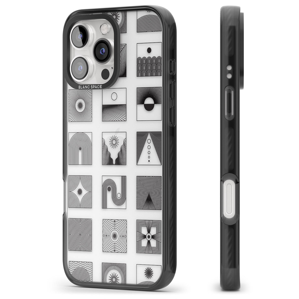 iPhone 16 Pro Max Abstract Lines: Mixed Pattern #1 Black Impact Phone Case