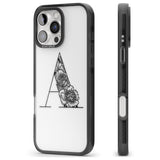 iPhone 16 Pro Max Floral Monogram Letter Black Impact Phone Case