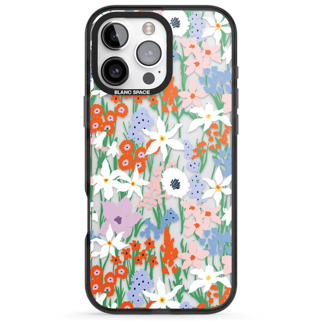 iPhone 16 Pro Max Springtime Meadow: Transparent Black Impact Phone Case