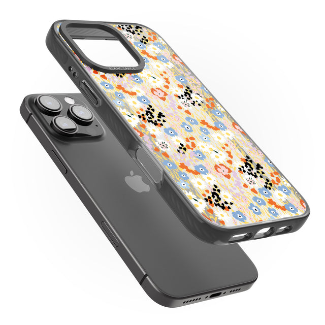 iPhone 16 Pro Max Busy Floral Mix: Transparent Black Impact Phone Case