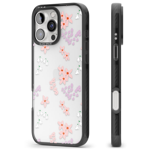 iPhone 16 Pro Max Pink & Purple Flower Mix: Clear Black Impact Phone Case