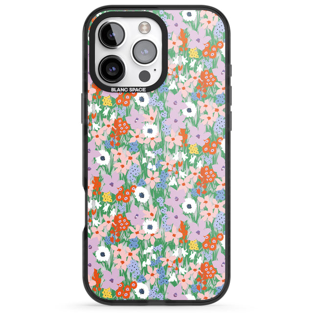 iPhone 16 Pro Max Jazzy Floral Mix: Transparent Black Impact Phone Case