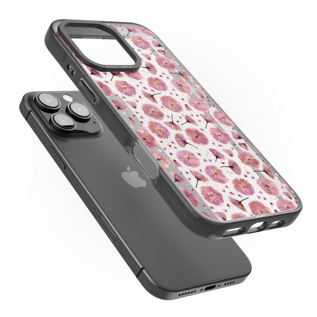 iPhone 16 Pro Max Pink Flowers & Blossoms Transparent Design Black Impact Phone Case