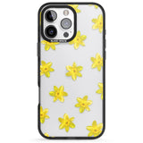 iPhone 16 Pro Max Daffodils Transparent Pattern Black Impact Phone Case