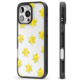 iPhone 16 Pro Max Daffodils Transparent Pattern Black Impact Phone Case