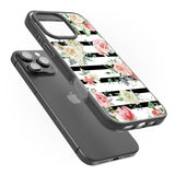 iPhone 16 Pro Max Bold Stripes & Flower Pattern Black Impact Phone Case