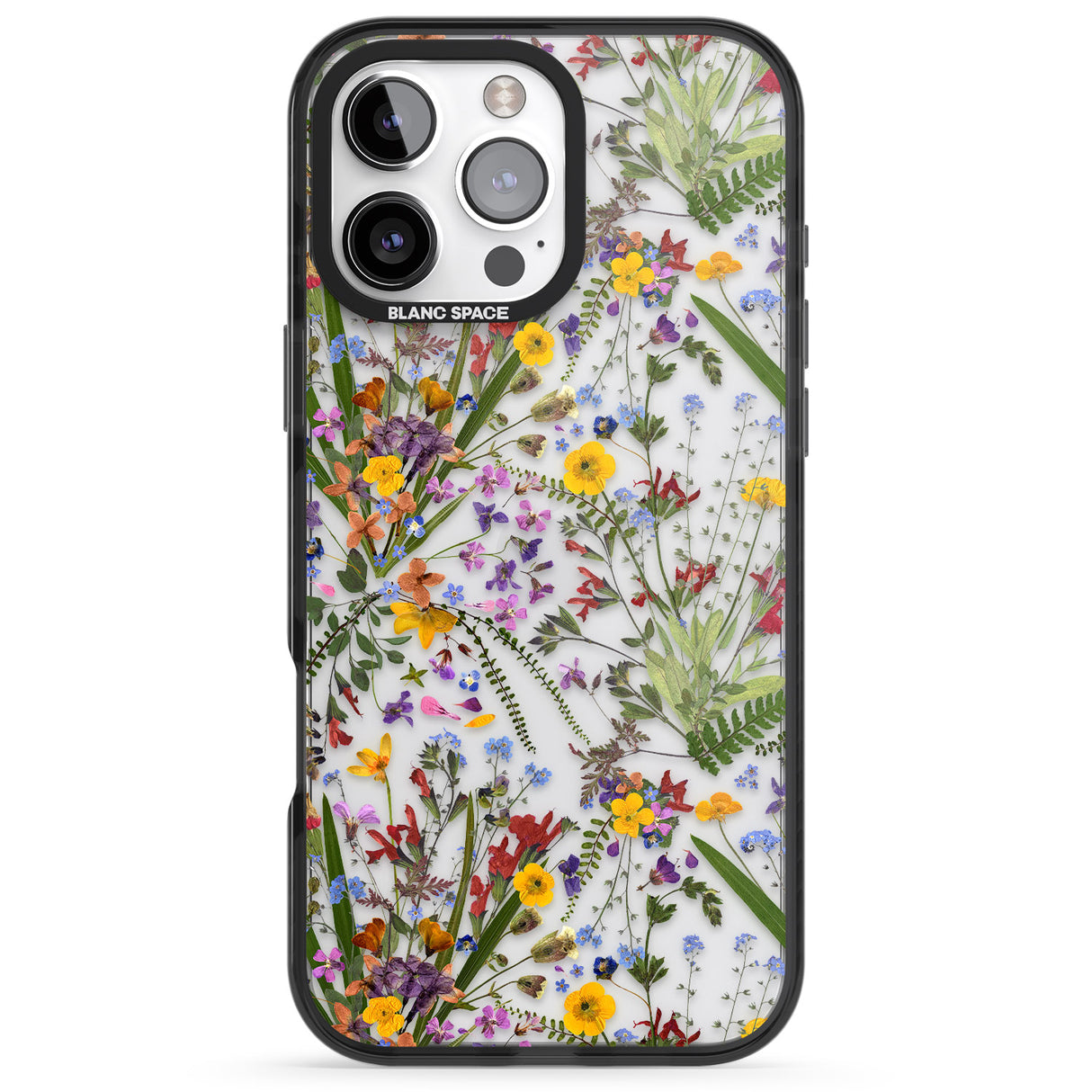 iPhone 16 Pro Max Wildflower & Leaves Black Impact Phone Case