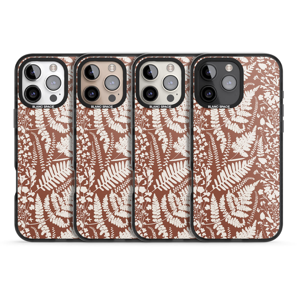 iPhone 16 Pro Max Wildflowers and Ferns on Terracotta Black Impact Phone Case