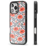 iPhone 16 Pro Max Red Poppy Transparent Floral Black Impact Phone Case