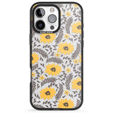 iPhone 16 Pro Max Yellow Blossoms Transparent Floral Black Impact Phone Case