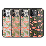 iPhone 16 Pro Max Pink Petals Transparent Floral Black Impact Phone Case