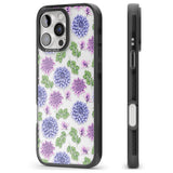 iPhone 16 Pro Max Purple Dahlias Transparent Floral Black Impact Phone Case