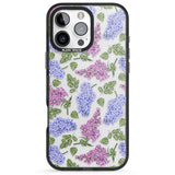 iPhone 16 Pro Max Purple Blossoms Transparent Floral Black Impact Phone Case