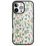 iPhone 16 Pro Max Spring Tulips Transparent Floral Black Impact Phone Case