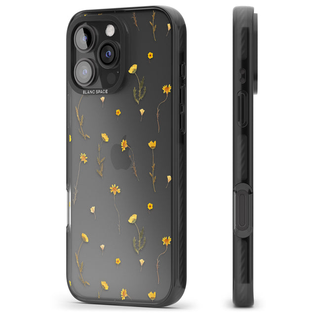 iPhone 16 Pro Max Mixed Yellow Flowers - Dried Flower-Inspired Black Impact Phone Case