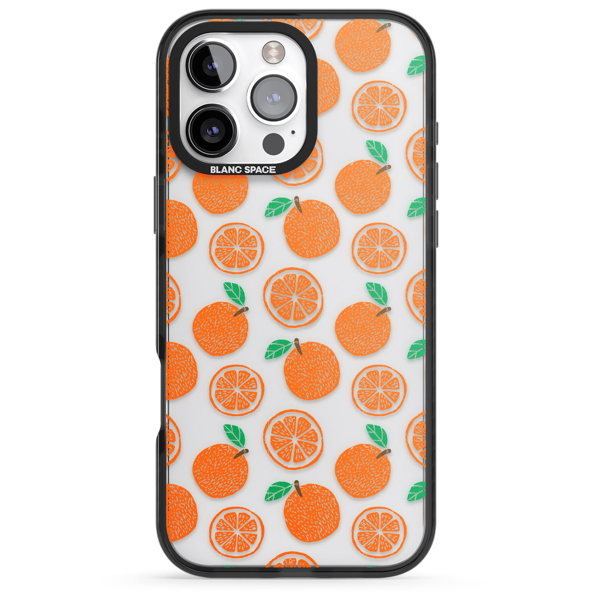 iPhone 16 Pro Max Orange Pattern Black Impact Phone Case