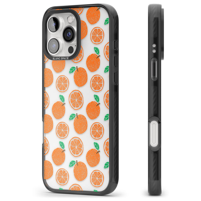 iPhone 16 Pro Max Orange Pattern Black Impact Phone Case