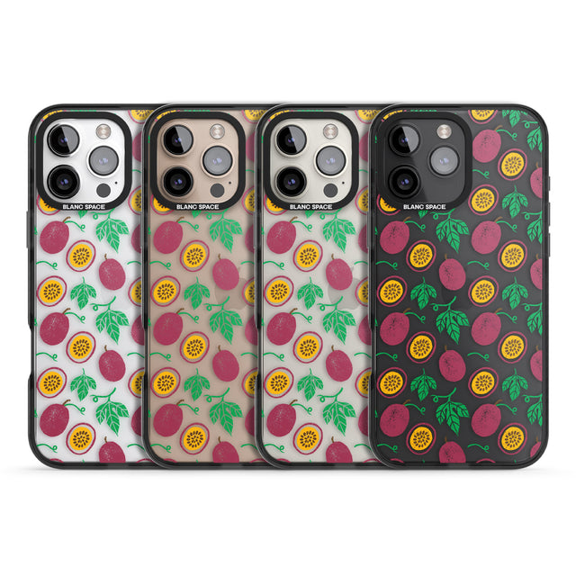 iPhone 16 Pro Max Passion Fruit Pattern Black Impact Phone Case