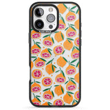 iPhone 16 Pro Max Blood Orange Fruit Pattern Transparent Black Impact Phone Case