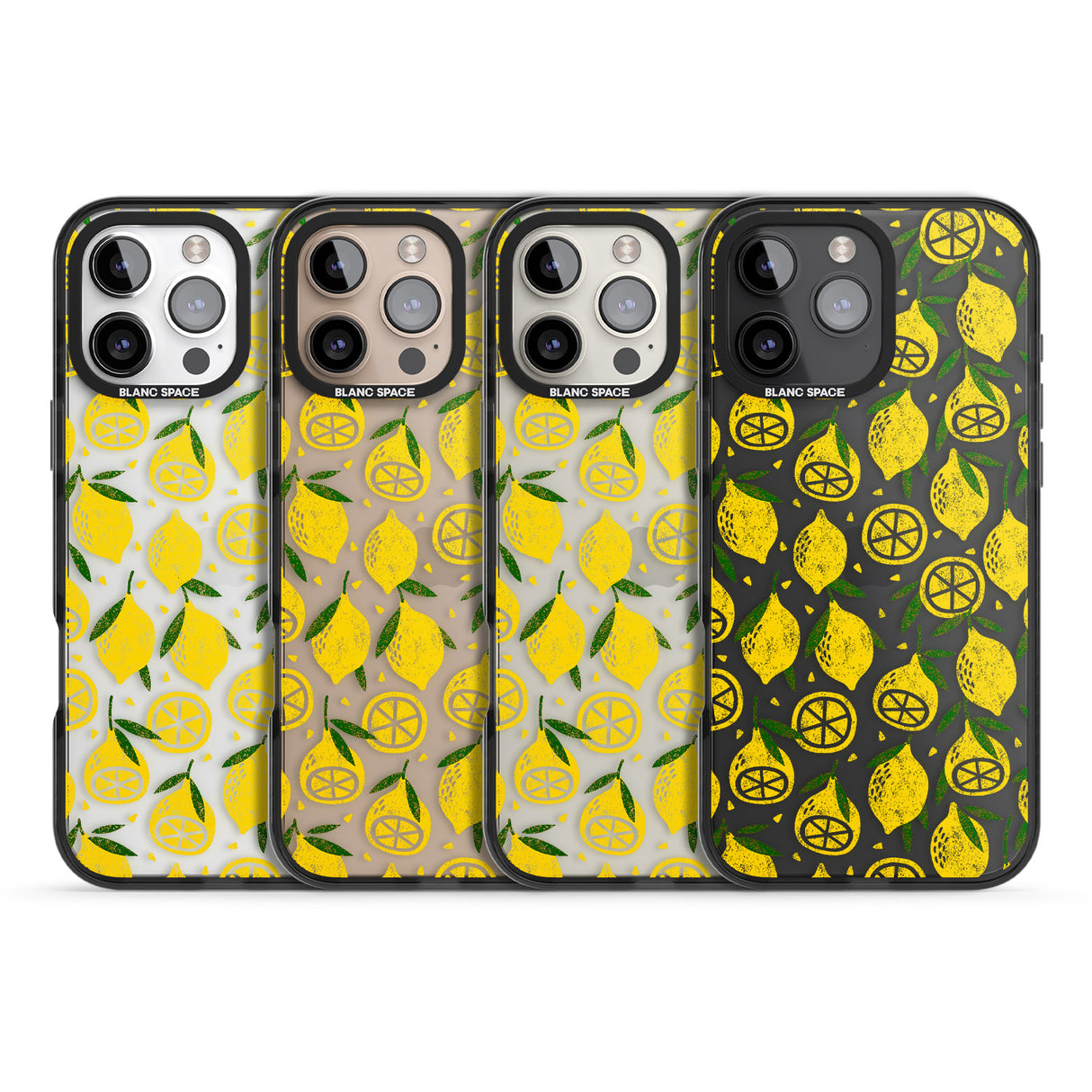 iPhone 16 Pro Max Bright Lemon Fruity Pattern Black Impact Phone Case