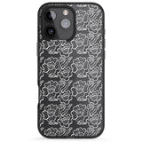 iPhone 16 Pro Max Funky Floral Patterns White on Clear Black Impact Phone Case