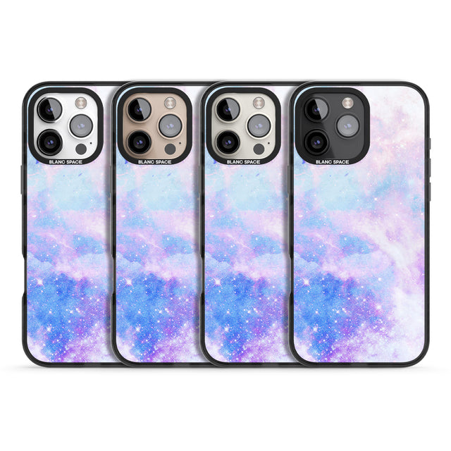 iPhone 16 Pro Max Light Blue Galaxy Pattern Design Black Impact Phone Case