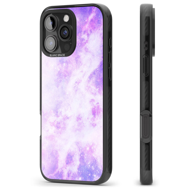 iPhone 16 Pro Max Purple Galaxy Pattern Design Black Impact Phone Case