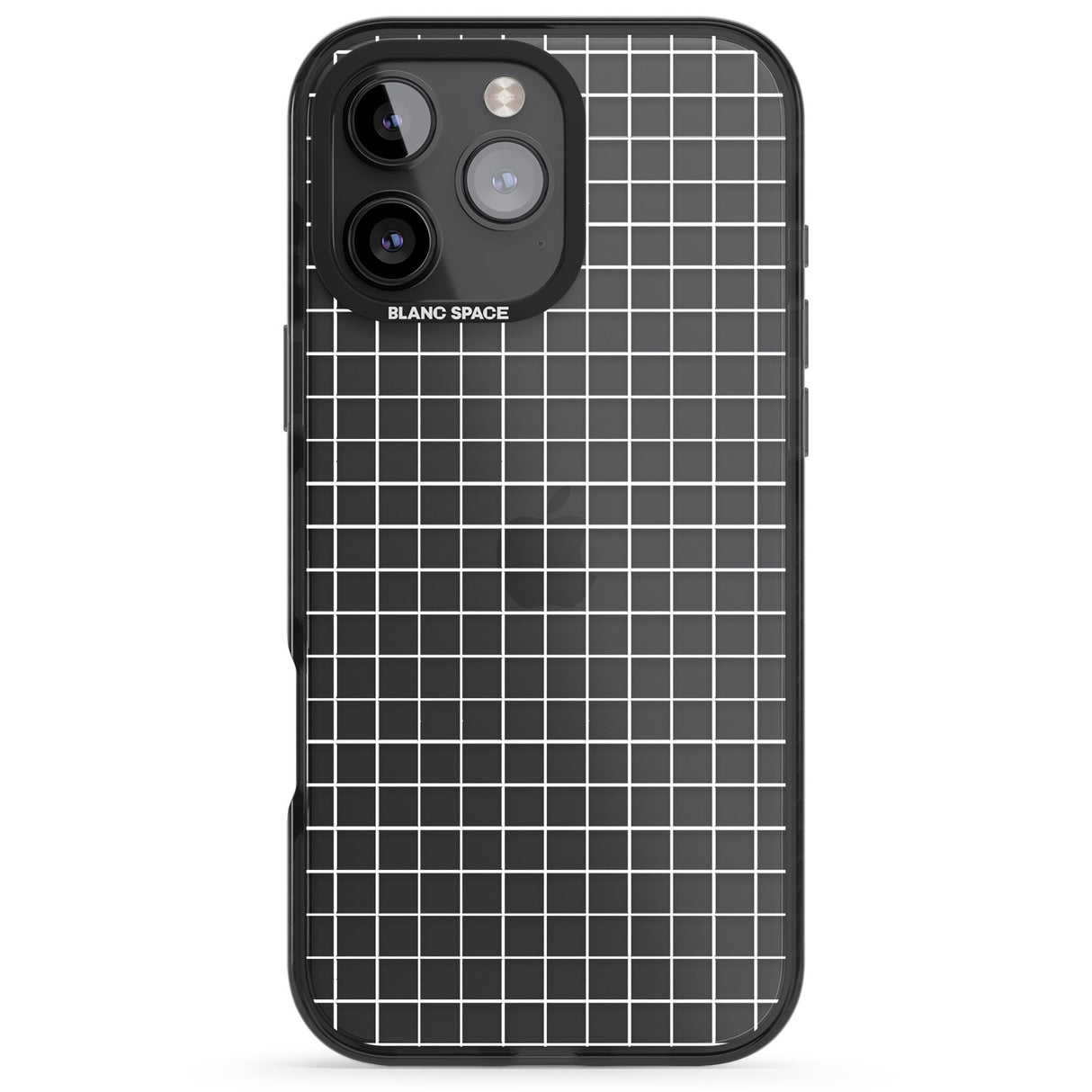 iPhone 16 Pro Max Simplistic Small Grid Designs White (Transparent) Black Impact Phone Case