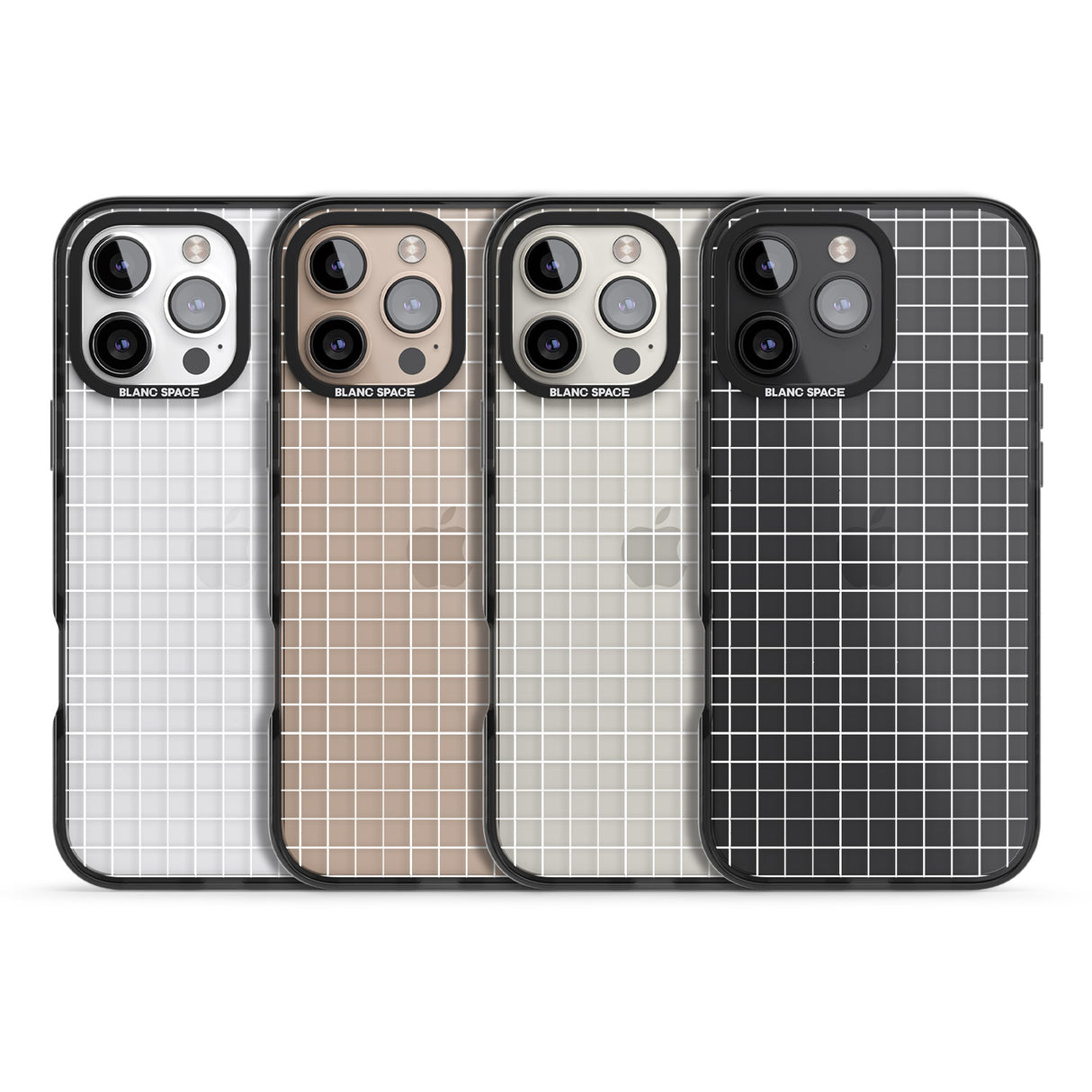 iPhone 16 Pro Max Simplistic Small Grid Designs White (Transparent) Black Impact Phone Case