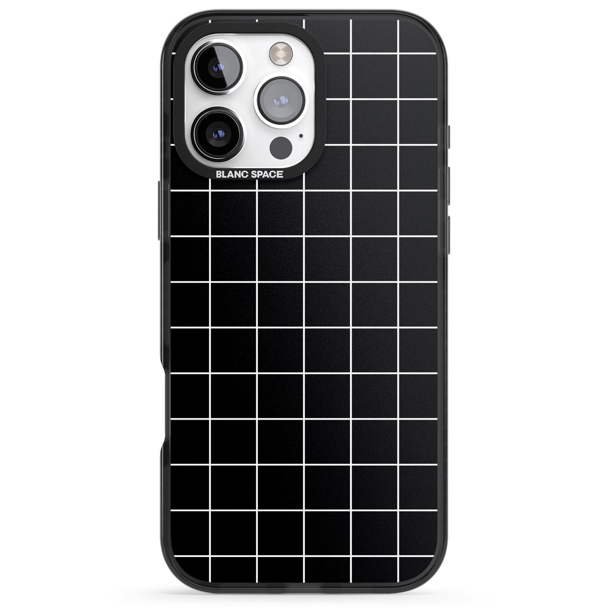 iPhone 16 Pro Max Simplistic Large Grid Pattern Black Black Impact Phone Case