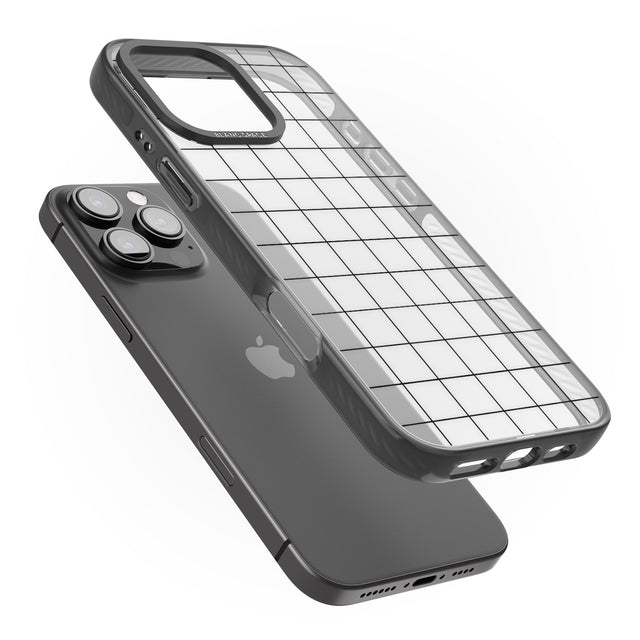 iPhone 16 Pro Max Simplistic Large Grid Pattern Black (Transparent) Black Impact Phone Case