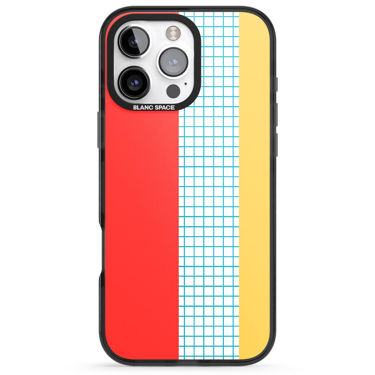 iPhone 16 Pro Max Abstract Grid Red, Blue, Yellow Black Impact Phone Case