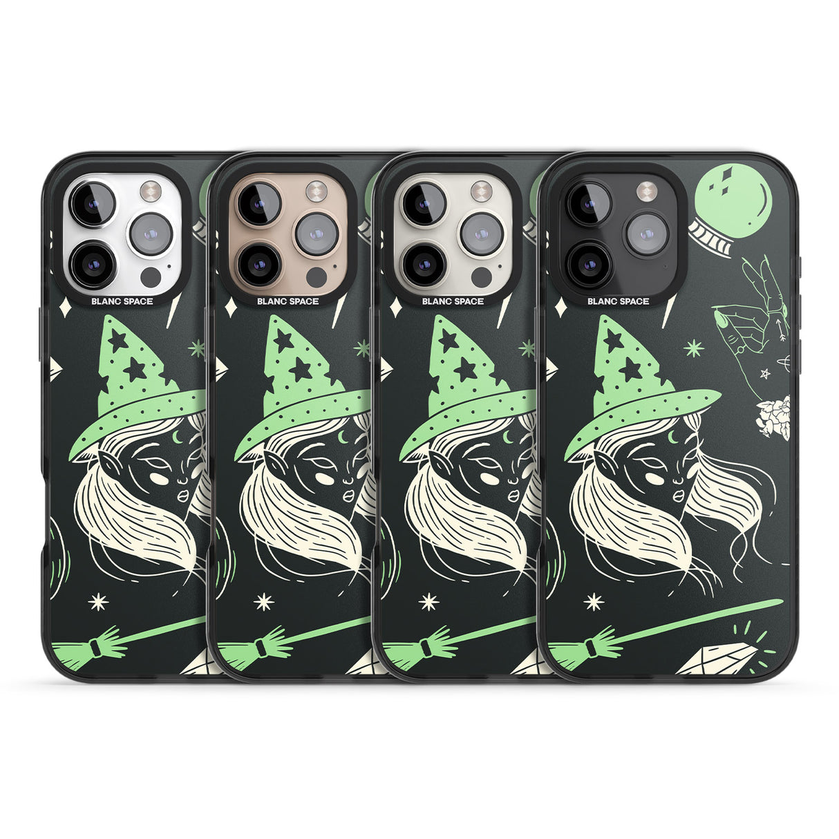 iPhone 16 Pro Max Astrology Witch Pattern Black Impact Phone Case