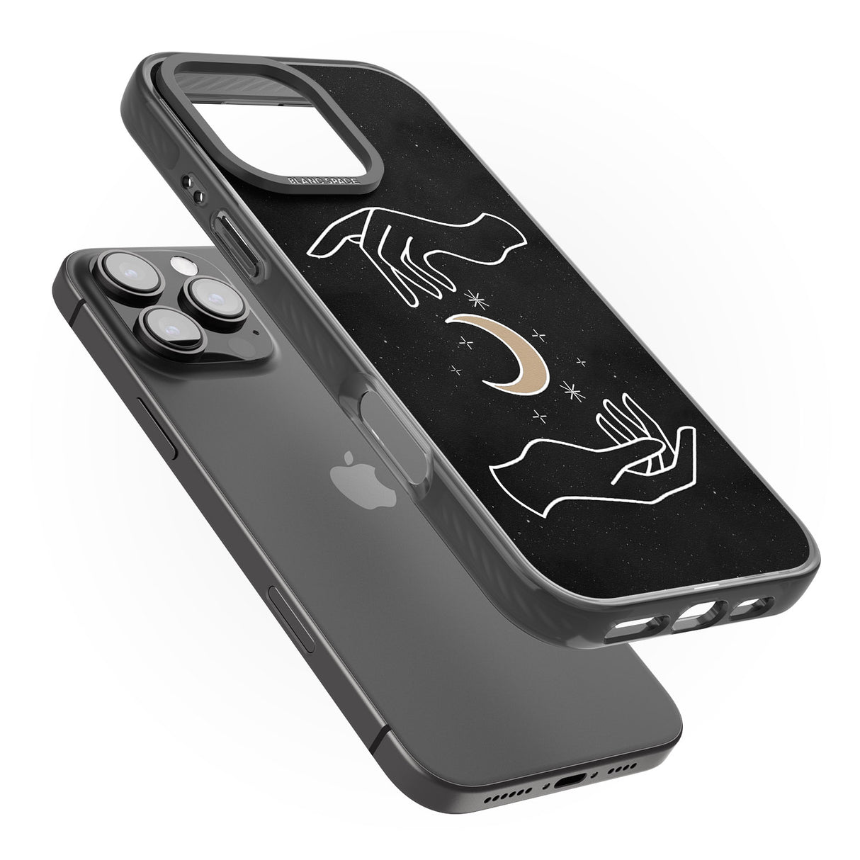 iPhone 16 Pro Max Hands Surrounding Moon Black Impact Phone Case