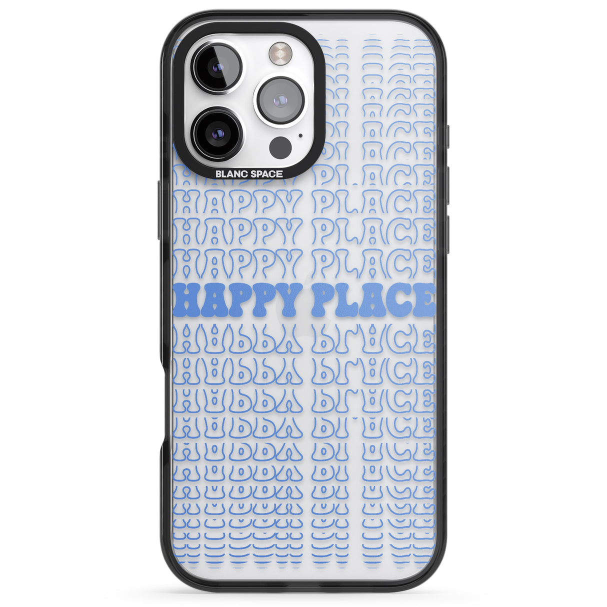 iPhone 16 Pro Max Happy Place (Blue) Black Impact Phone Case + Magsafe