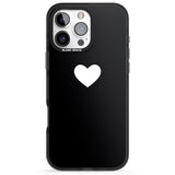 iPhone 16 Pro Max Single Heart Design: White & Black Impact Phone Case