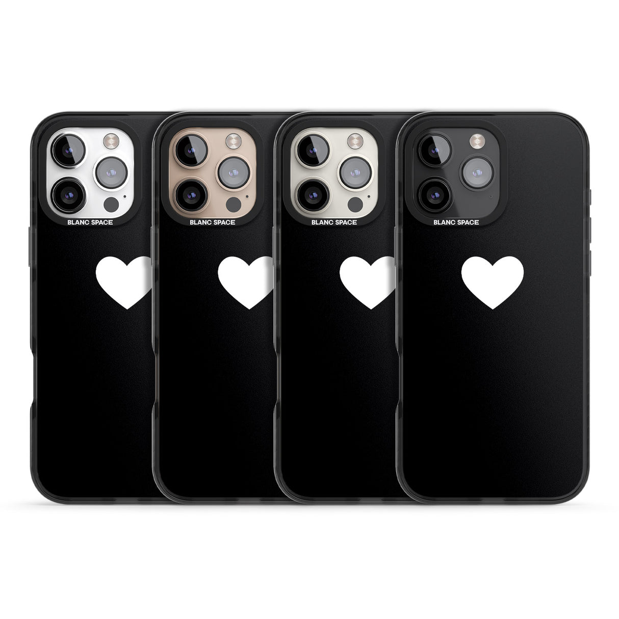 iPhone 16 Pro Max Single Heart Design: White & Black Impact Phone Case