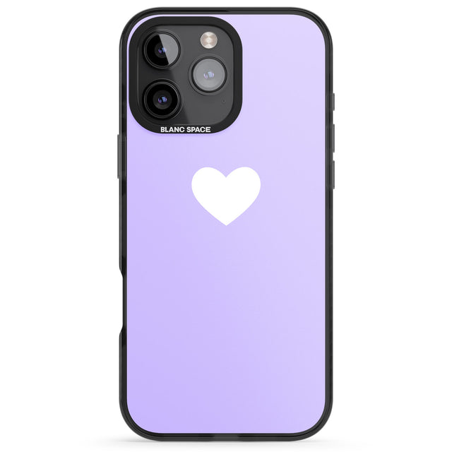 iPhone 16 Pro Max Single Heart White & Pale Purple Black Impact Phone Case