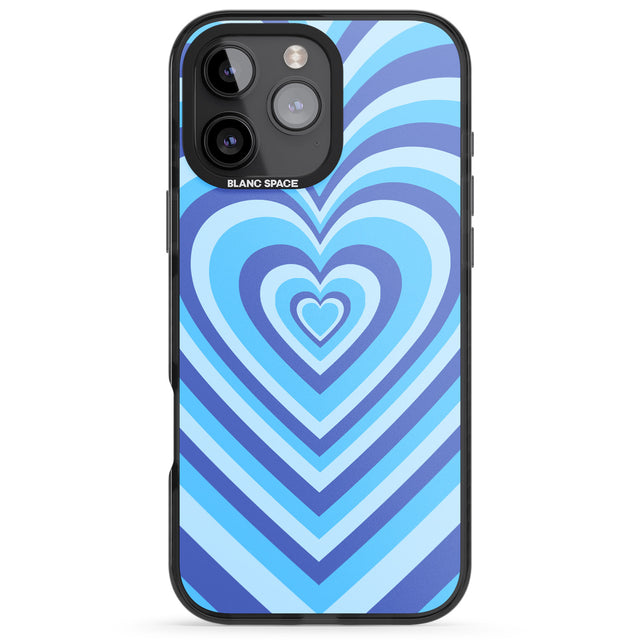 iPhone 16 Pro Max Blue Heart Illusion Black Impact Phone Case