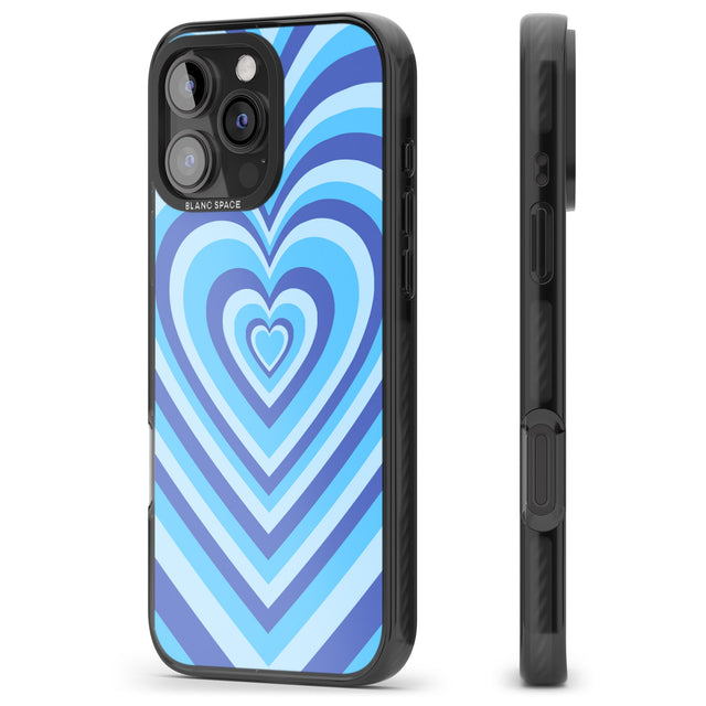 iPhone 16 Pro Max Blue Heart Illusion Black Impact Phone Case