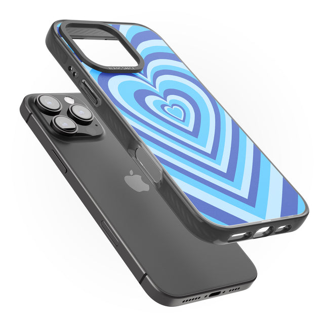 iPhone 16 Pro Max Blue Heart Illusion Black Impact Phone Case